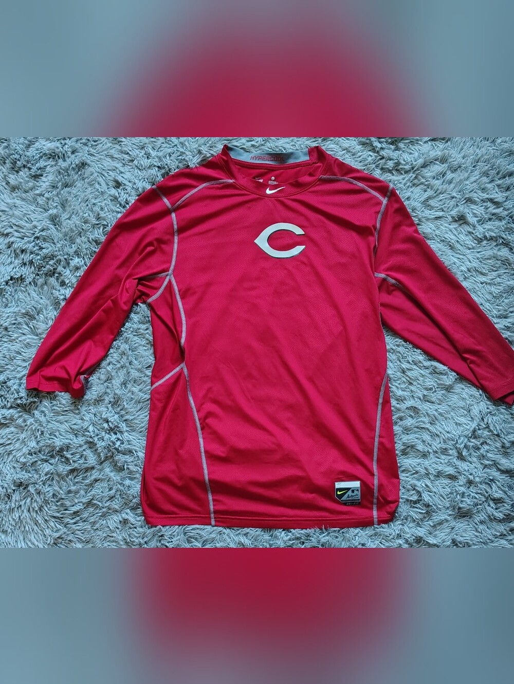 Cincinnati Reds Nike Pro Combat Hypercool 3/4 Length Sleeve Shirt SZ Large NWOT